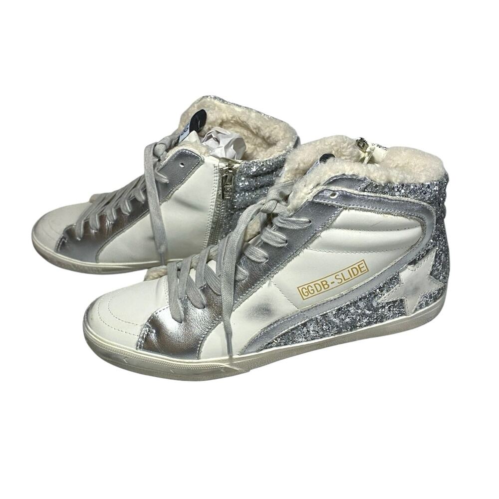 Golden Goose Glitter Slide Shearling Sneakers - EU41/US10
